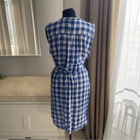 NWT Caribbean Joe Sleeveless Blue Gingham Button Front Gauze Dress L - Picture 6 of 8